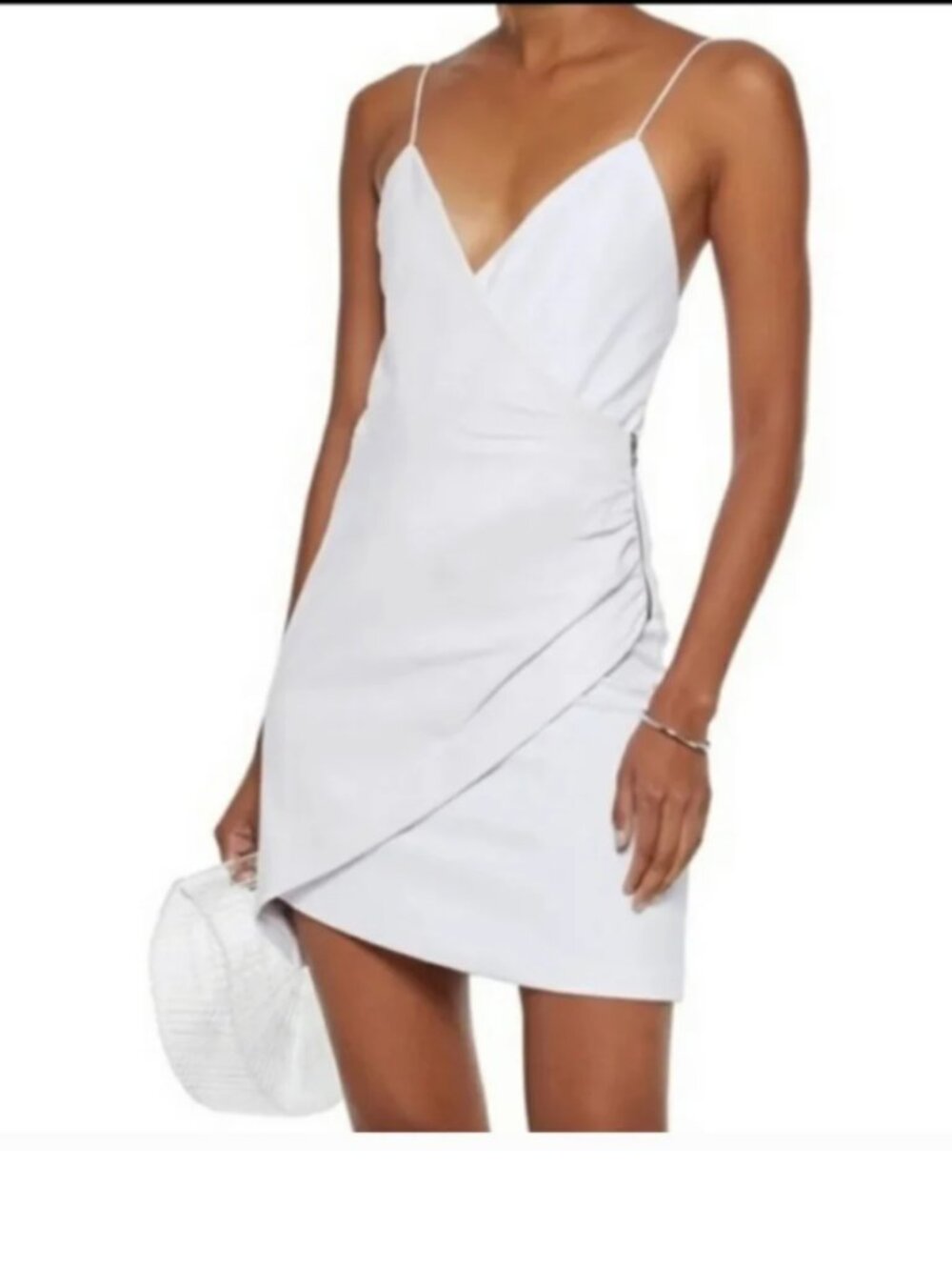Alice and Olivia Mixed Media White  Spaghetti Strap Dress with back Zip